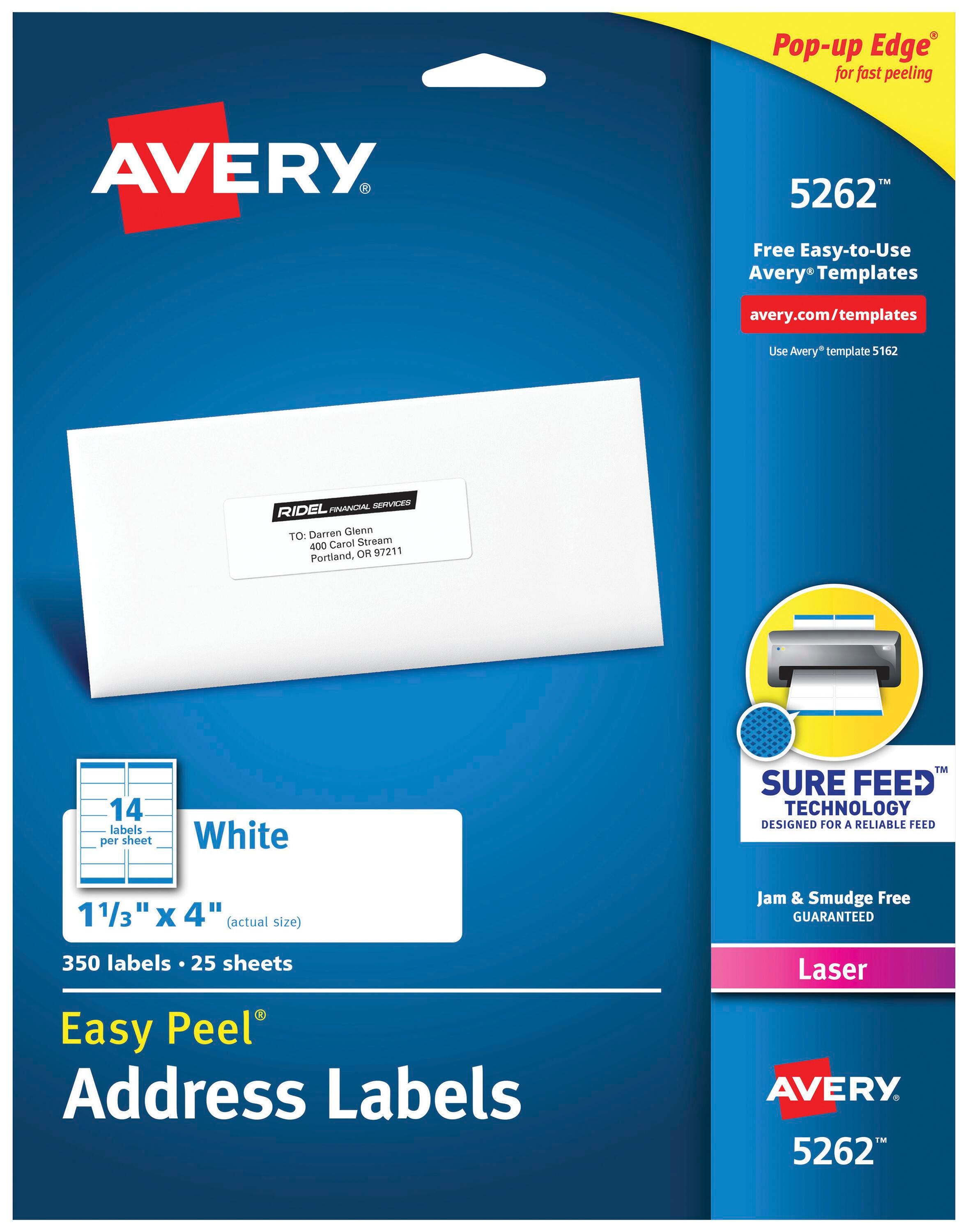 Avery Easy Peel Address Labels, Laser, 1-1/3 x 4 Inches, Pack of 350 075638
